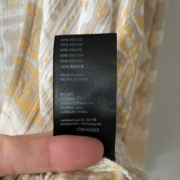 Free People Rosalie Geometric Print Bell Sleeve Wrap Top Yellow Gray Small - Picture 8 of 8